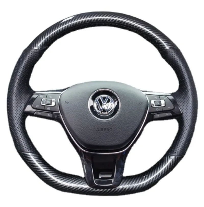 For Volkswagen LAVIDA PLUS sagitar Bora Magotan Golf TACQUA DIY Customized leather carbon fiber hand sewn steering wheel cover