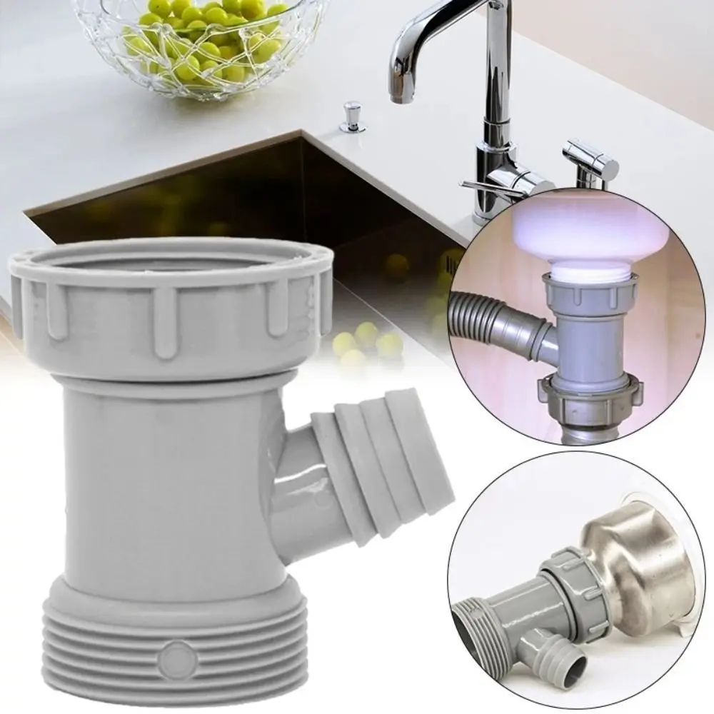 1/2Pcs Y Shaped Sink Drain Pipe Adapter with Rubber Sheet Thread Sewer Branch Connector Kitchen Bathroom Three-way Hose Joint