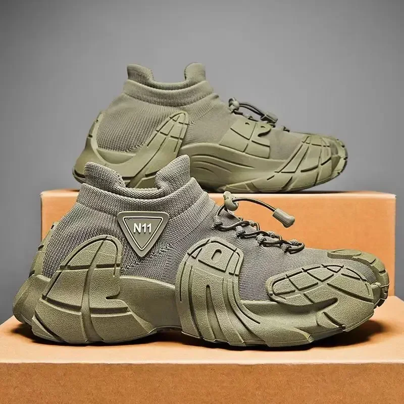 Nuevos calzado masculino, zapatillas de deporte con calcetines de media altura, zapatos deportivos de moda para hombre, zapatos transpirables de malla para correr, zapatos para caminar de gran tamaño que combinan con todo
