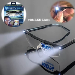 Gafas de lectura de aumento con luz, lentes transparentes con Zoom, ultraligeras, visión nocturna, iluminación, Unisex, novedad