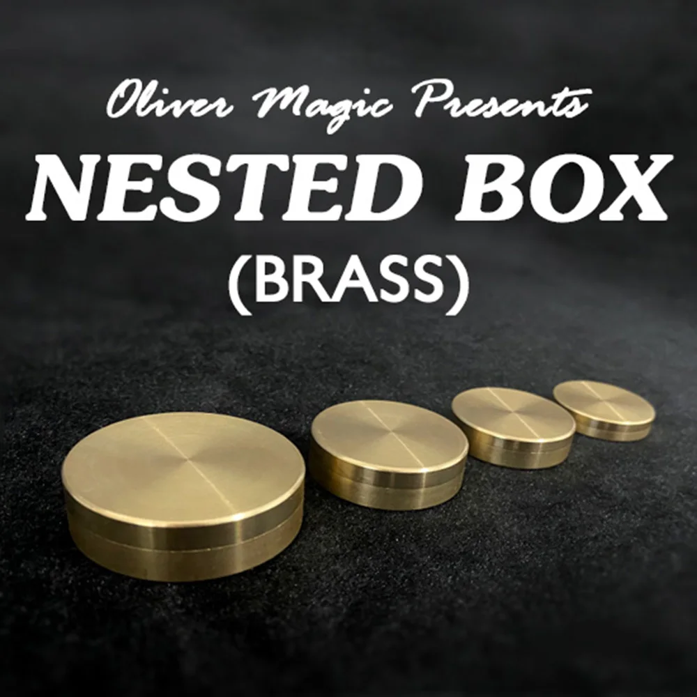 Nested Box (Brass) by Oliver Magic Tricks Signed Coin Vanish Appear in Metal Box Close Up Illusions Gimmicks Mentalism Props