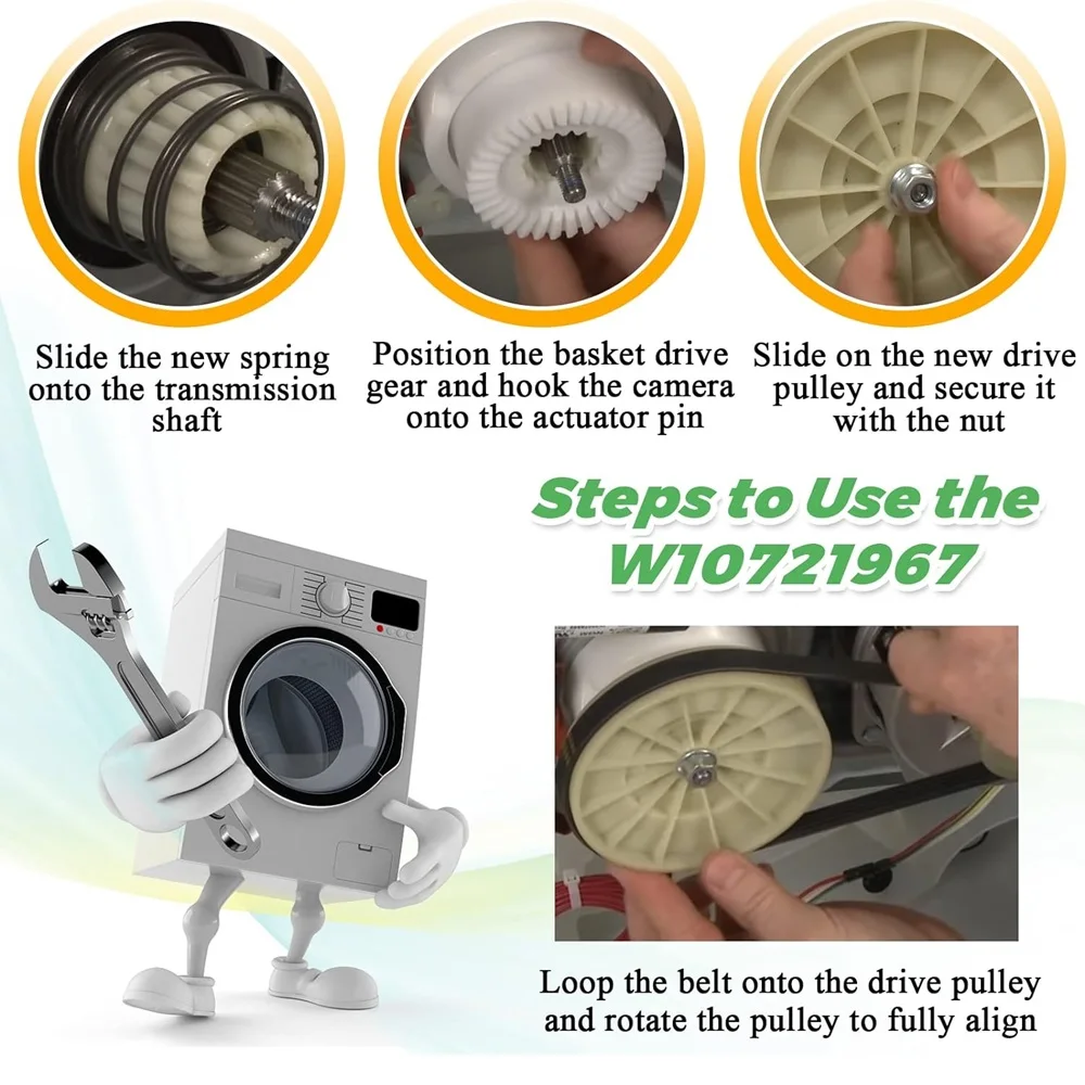 W10721967 Splutch Cam Kit compatible with Whirlpool & Kenmore Washers AP5951296 W10006356 W10315818 PS10057144 W10006352