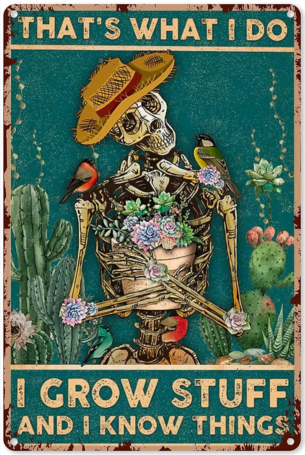 Retro Tin Sign Gardening Thats What I Do Grow Stuff and Know Things Cactus Garden Decoration Vintage Chic Metal Pos
