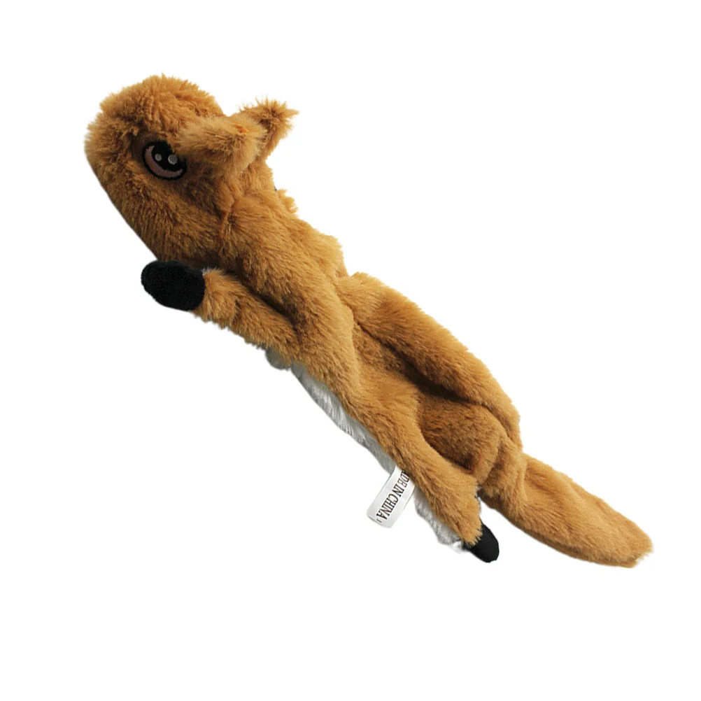 1pc Dog Squeaky Toy Cartoon Squirrel Shaped Pet Molars Toy Chewing Plaything Plush Toy Bite Resistance Toy - Size S(Yellow)