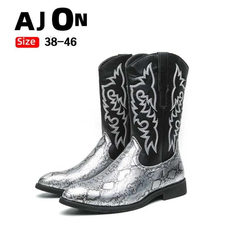 

Men's riding boots long set FootMan boots pointed leather shoes Western cowboy boots side zipper outdoor men's shoes