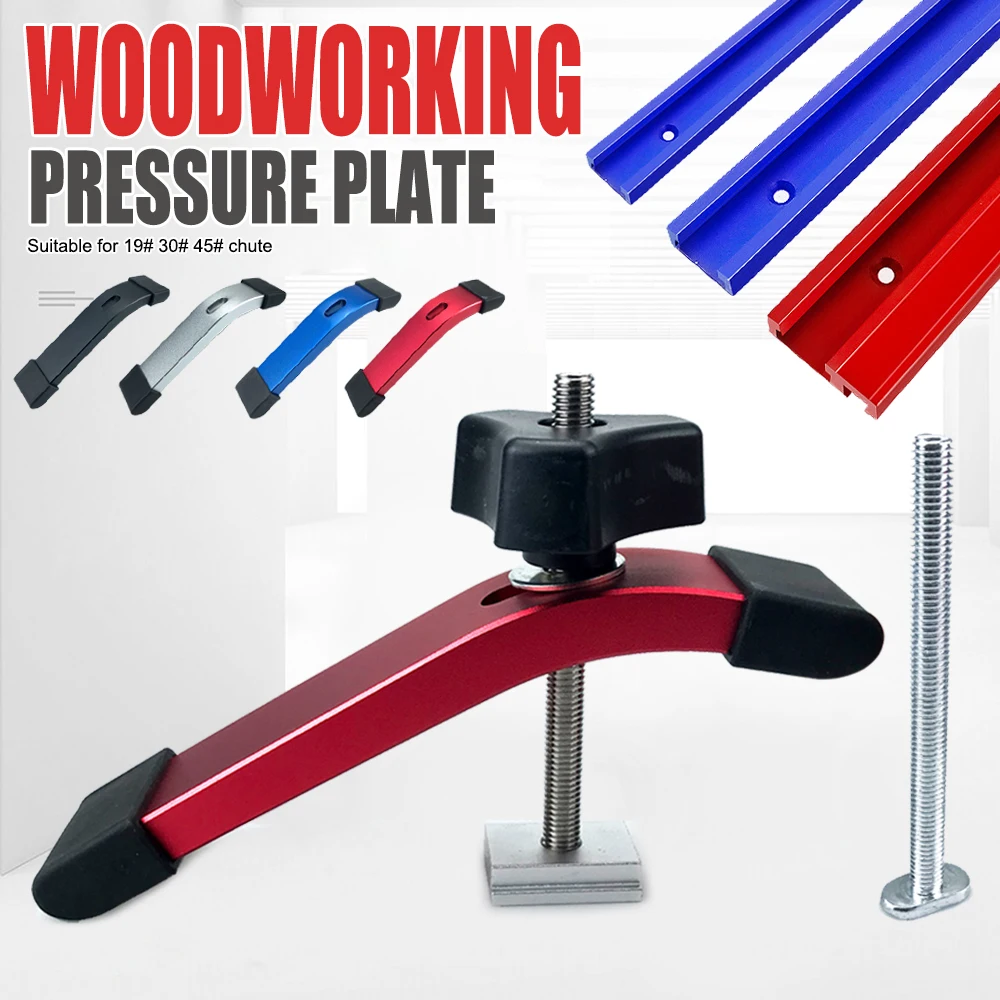 

Woodworking Pressure Plate T Track Slider M8 T Screw Nut Slider Table Saw Hold Down Clamp for T-Track WoodWorking DIY Tool