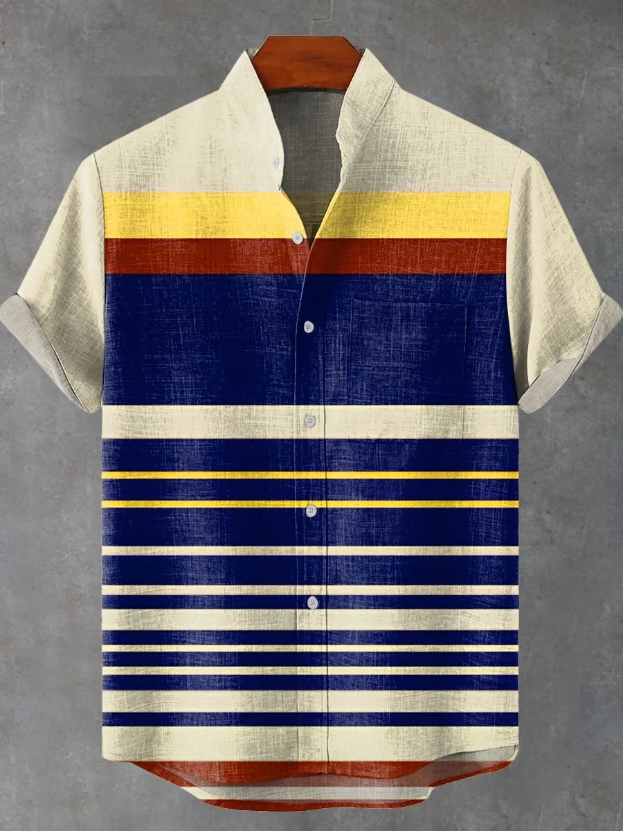 

Retro ethnic pattern shirt summer fashion short sleeve 3D printing men's shirt casual street trend super breathable Hawaii fast