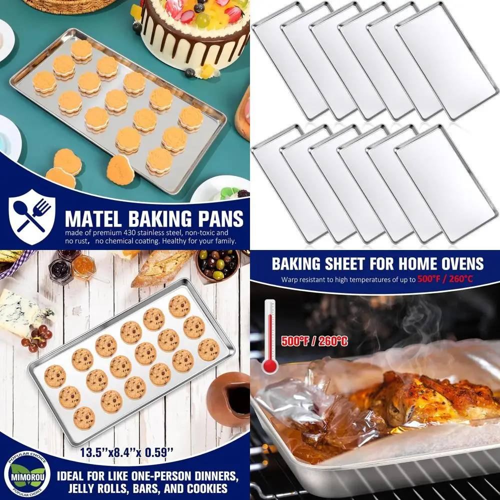 

Профессиональные противни из нержавеющей стали, 12 шт., маленькие прямоугольные формы, 13,5 x 8,4, можно мыть в духовке и в посудомоечной машине