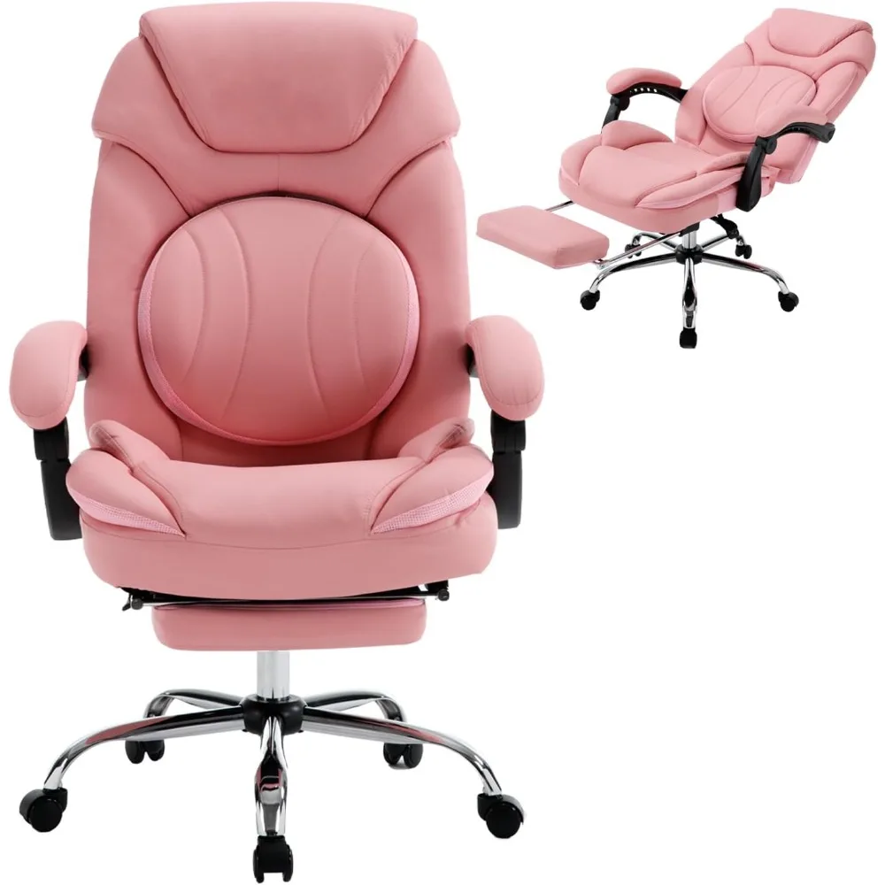 

wide seat reclining office desk chairs with footrest back support pu leather high back recliner executive office chairs for wome
