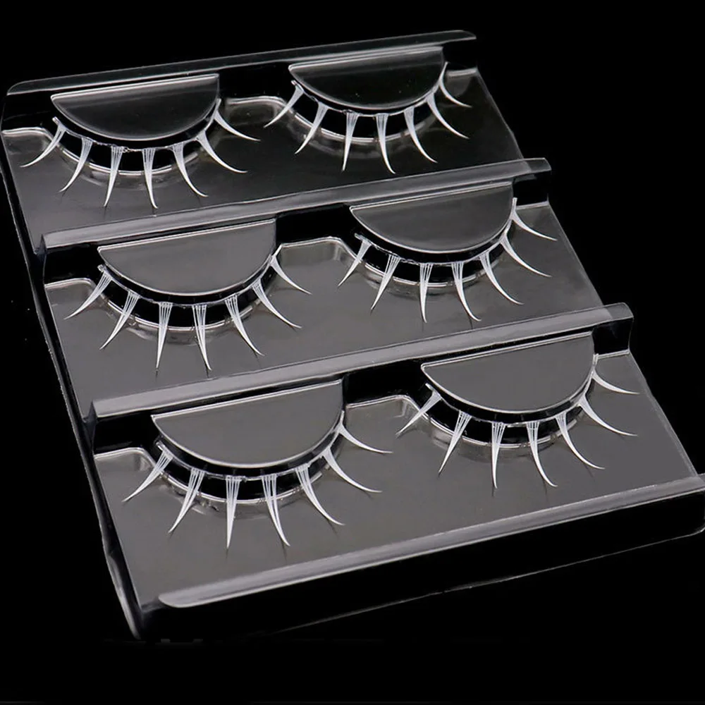 5 pares de pestañas postizas de Color blanco COS pestañas de hadas Cosplay extensión de pestañas de ojos cómicas ojos húmedos cosméticos de aspecto espectacular