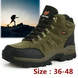 Men's Climbing Hiking Shoes High-top Sneakers Outdoor Non Slip Desert Boots for Men Winter Plush Warm Cotton Boots Couple Botas