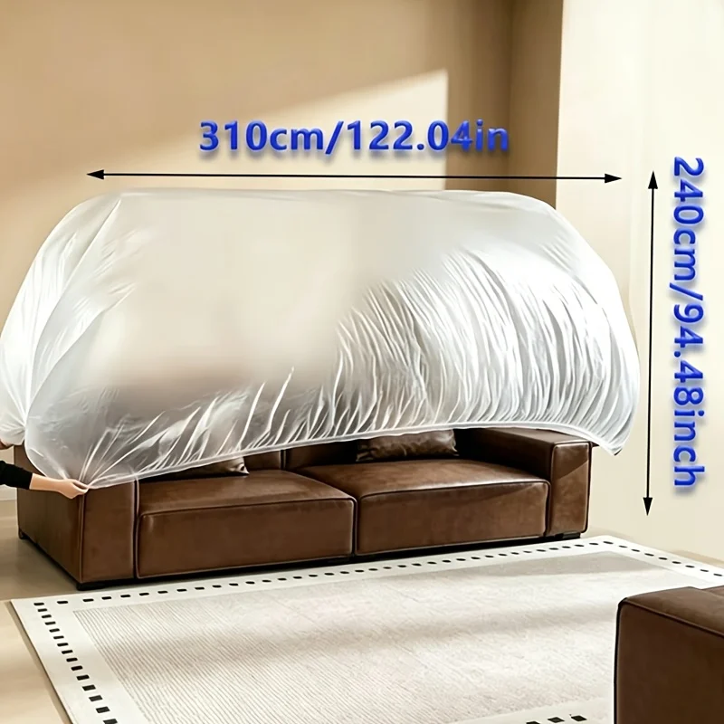 2PCS Transparent Disposable Dust Covers Drawstring Furniture Dust Cover Large Size Elastic Plastic Dust Film For Indoor Outdoor