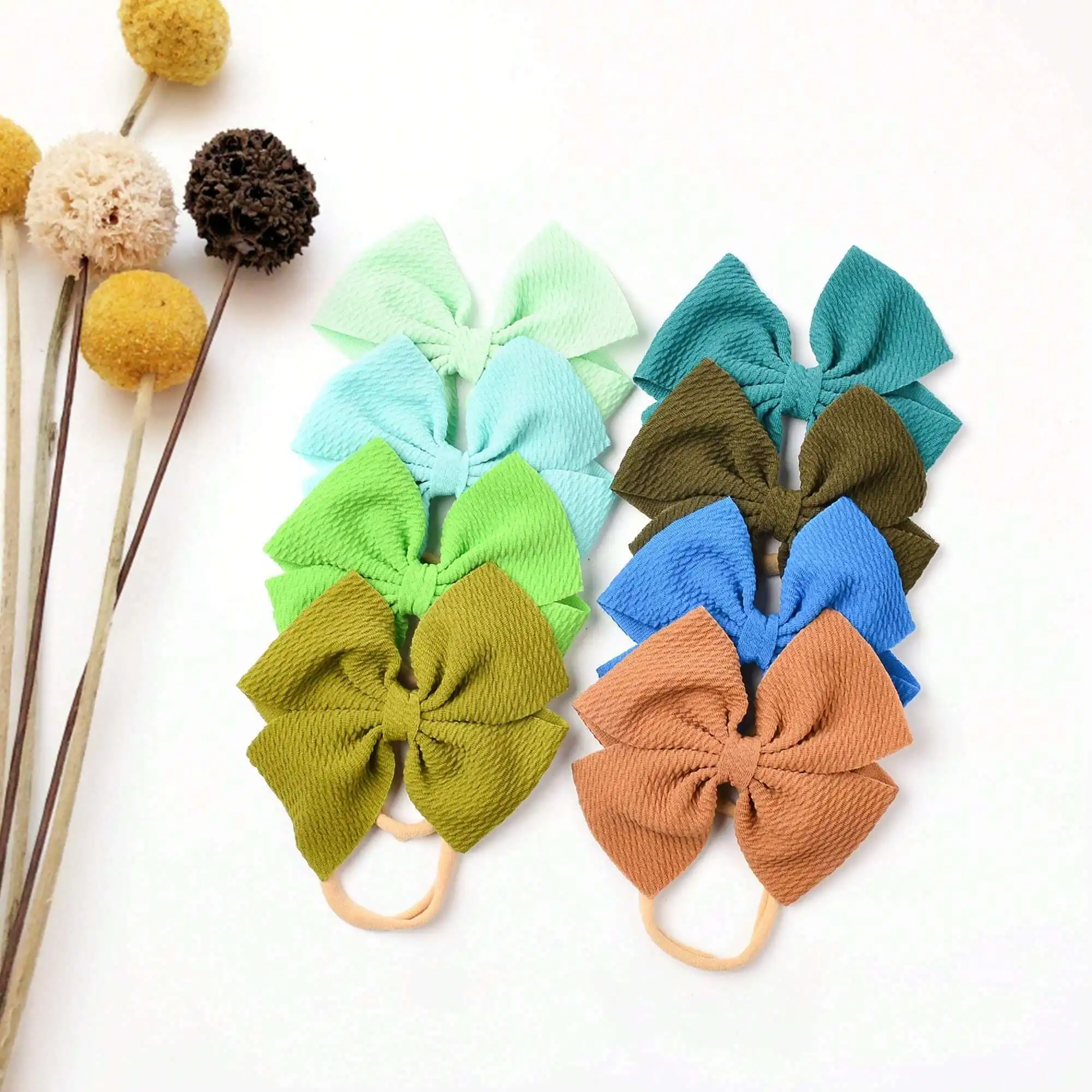 

30 шт. больших бантов для волос 4,5 дюйма, нейлоновые повязки на голову, резинки для волос для девочек, новорожденных, младенцев, малышей