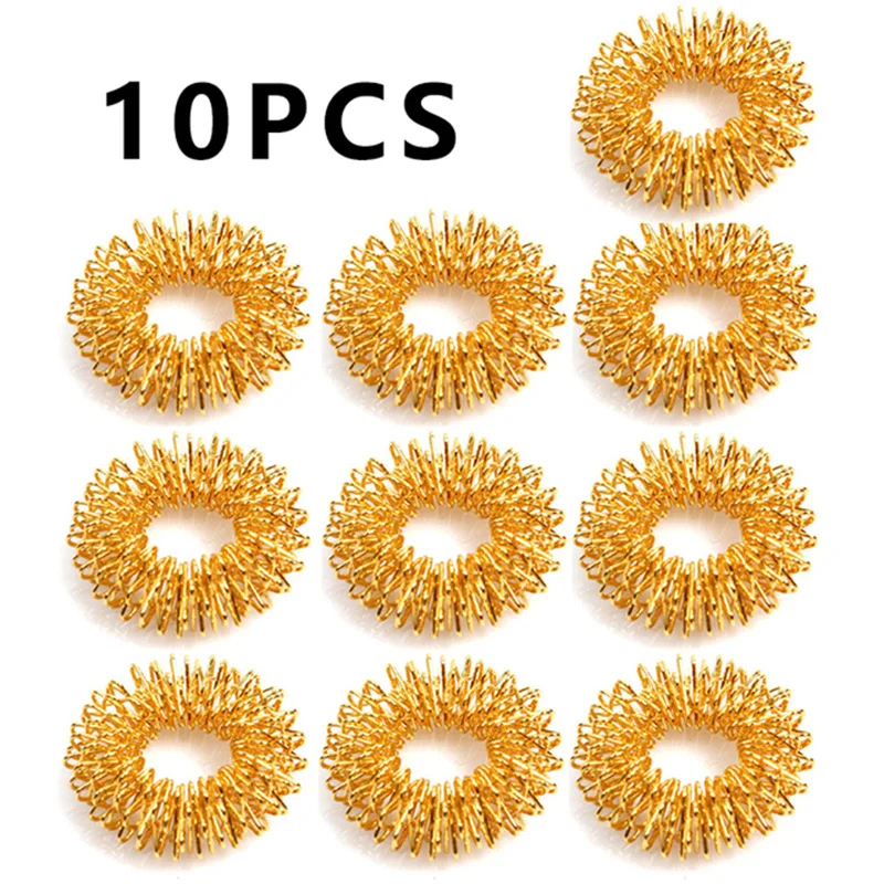 10Pcs/Lot Hot Sale Finger Massage Sujok Ring Acupuncture Ring Health Care Body Massage Chinese Medicine Color Gold