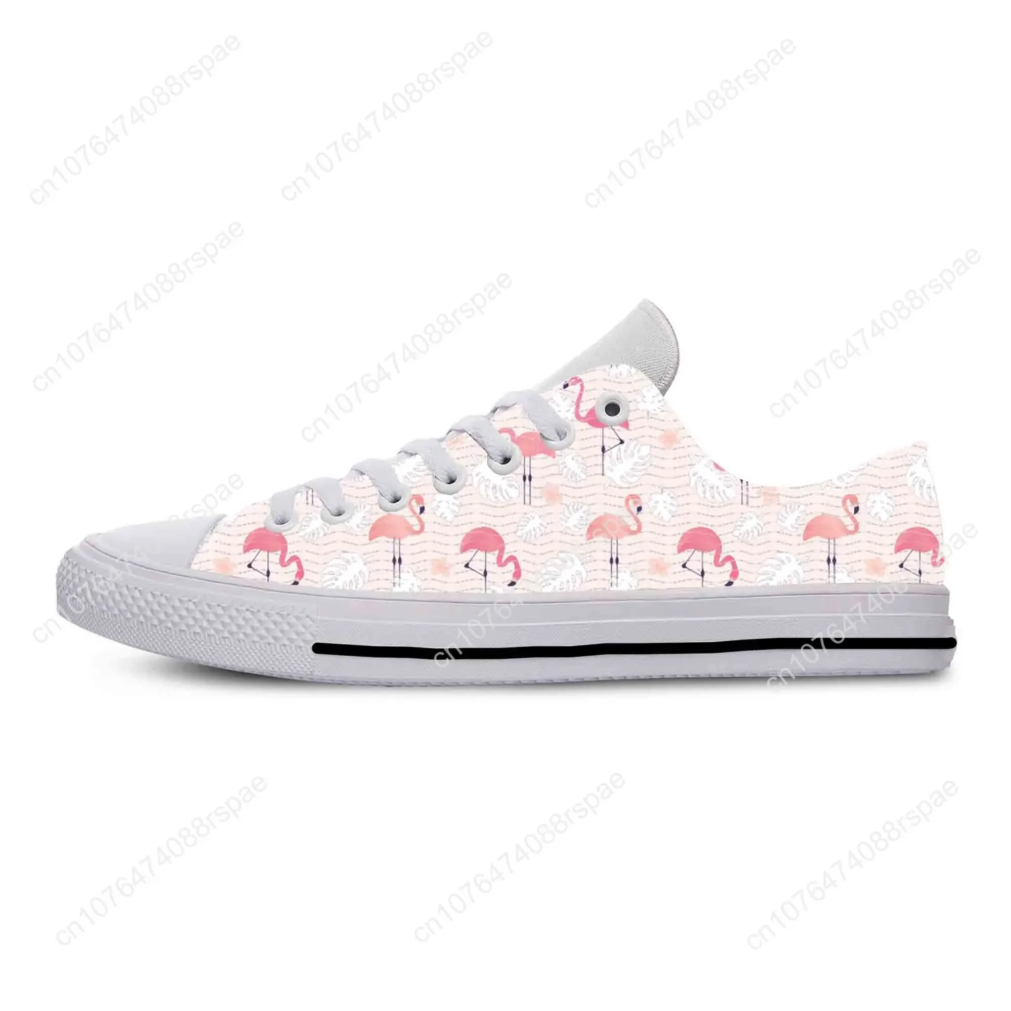 Tropische rosa Flamingo Vogel Tier Muster Cartoon lässige Stoff Schuhe Low Top bequeme atmungsaktive 3D-Druck Männer Frauen Turnschuhe