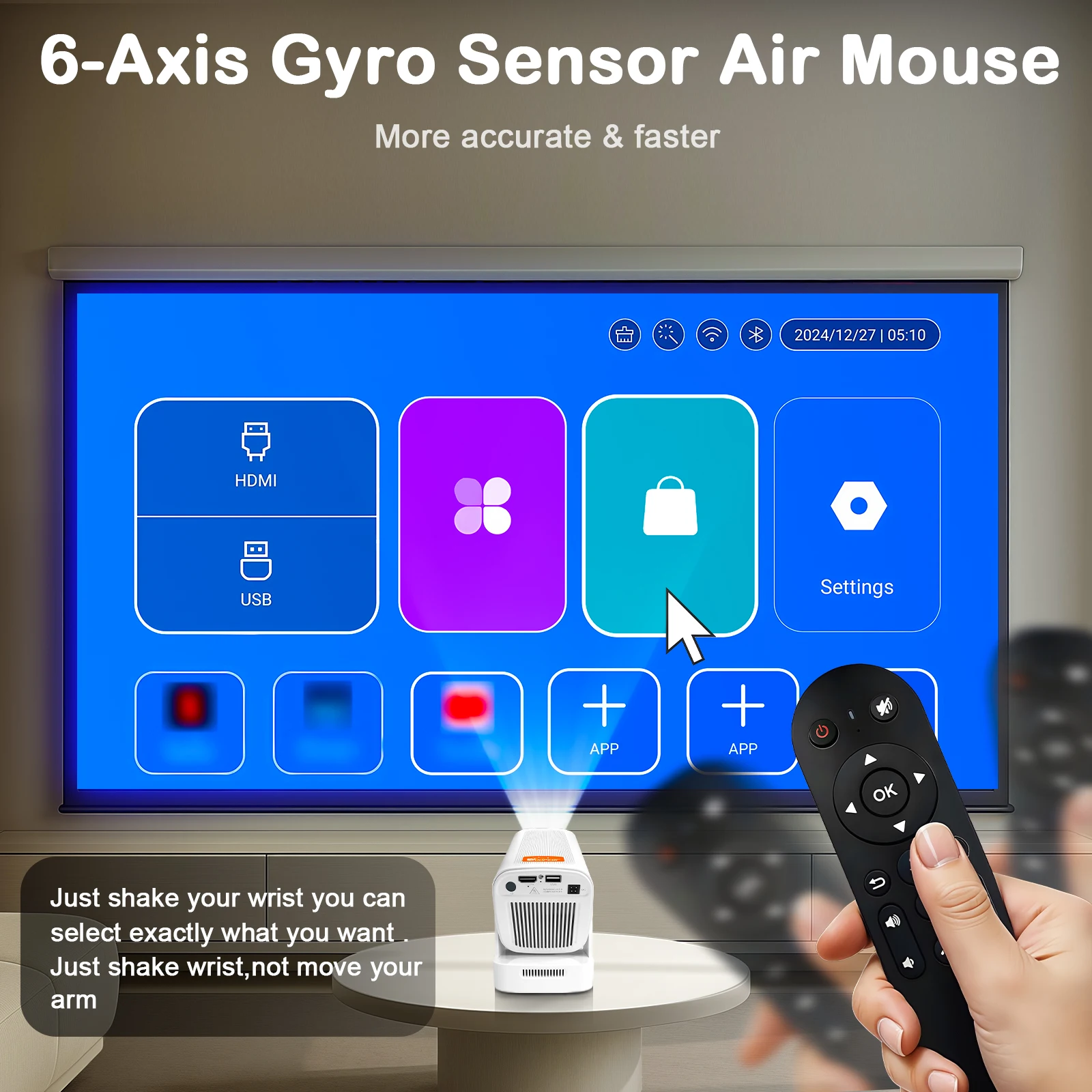 Woopker HY260 PRO 4K natywny projektor 1080P Android 11 330ANSI podwójne Wifi BT5.4 sterowanie głosem Google projektor o bardzo krótkim rzucie