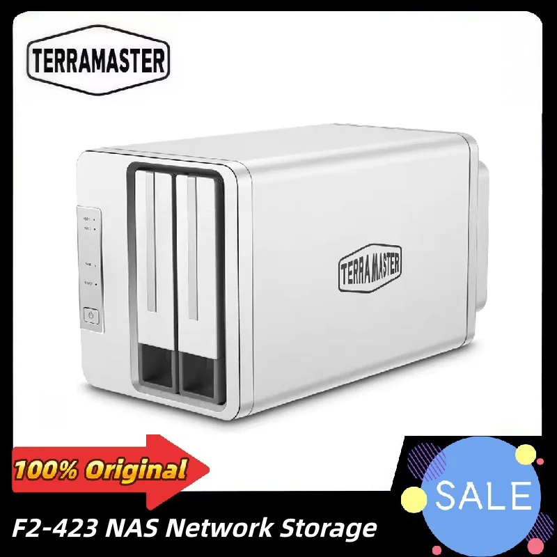 TERRAMASTER F2-423 NAS 2 Bay Network Storage Quad-core CPU, 4GB DDR4 Memory, 2x2.5GbE Ports, NAS Server (Diskless)