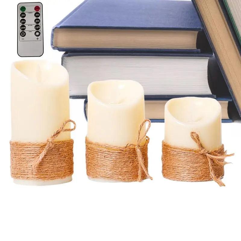 Remote Candles 3X Electric Pillar Candles With Remote And Timer Candles Flickering Realistic Holiday Favor For Room Farmhouse