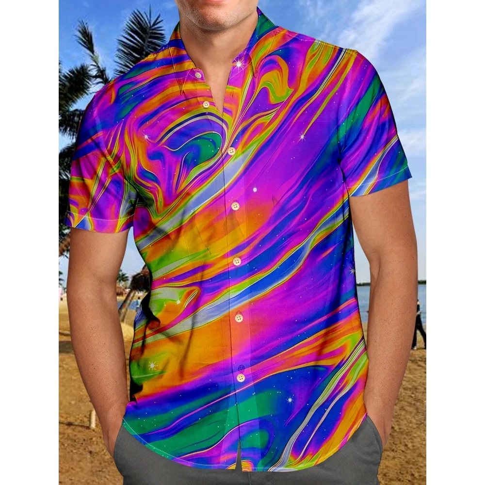 Camisa hawaiana informal para hombre, camisa de manga corta con estampado 3d, ropa transpirable, Verano