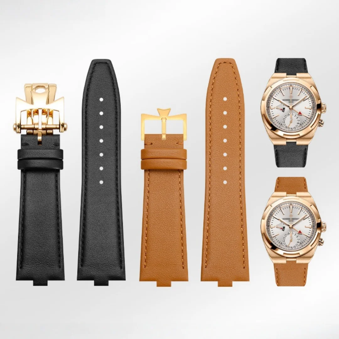 Hand-Made Top Quality Genuine Cowhide Leather Watch Strap For Vacheron Constantin Overseas 4500V 5500V 7900V 24×7mm Watch Band
