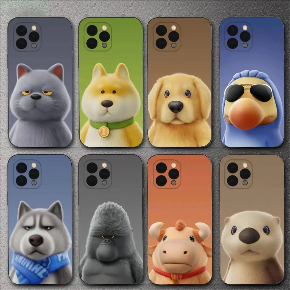 

P-Party Animals Phone Case For iPhone 16,15,14,13,12,11,XS,XR,X,8,7,Pro,Max,Plus,mini Silicone Black Cover