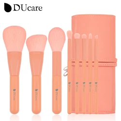 DUcare 8PCS Orange Makeup Brush Set with Bag Beauty Make up Brushes Powder Blush Brushes for Makeup Cosmetic Tools Make up Set