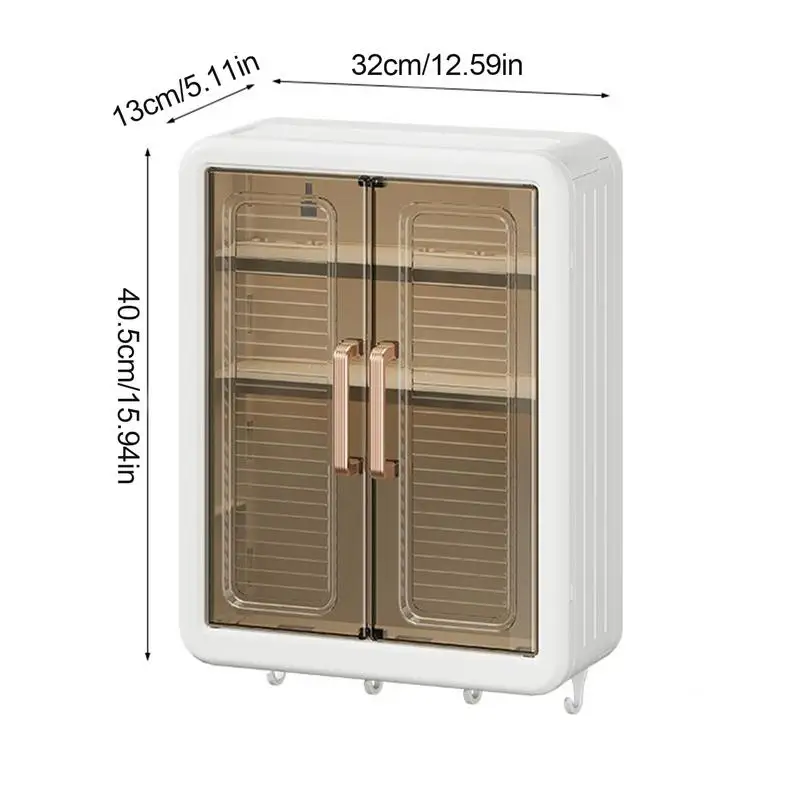 Wall Storage Cabinet Double Door Wall-Mounted SpiceRack Cabinet Multifunctional Wall Cosmetic Storage Box For Kitchens Bathroom