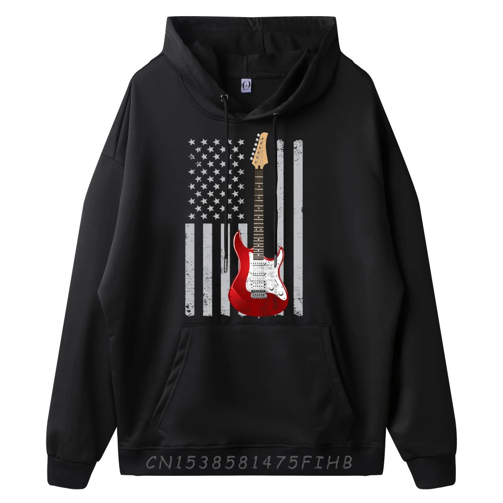 Vintage American Us Flag Guitar Hoodie Designer Hoodie Men New In Tops And Sweatshirts Korean