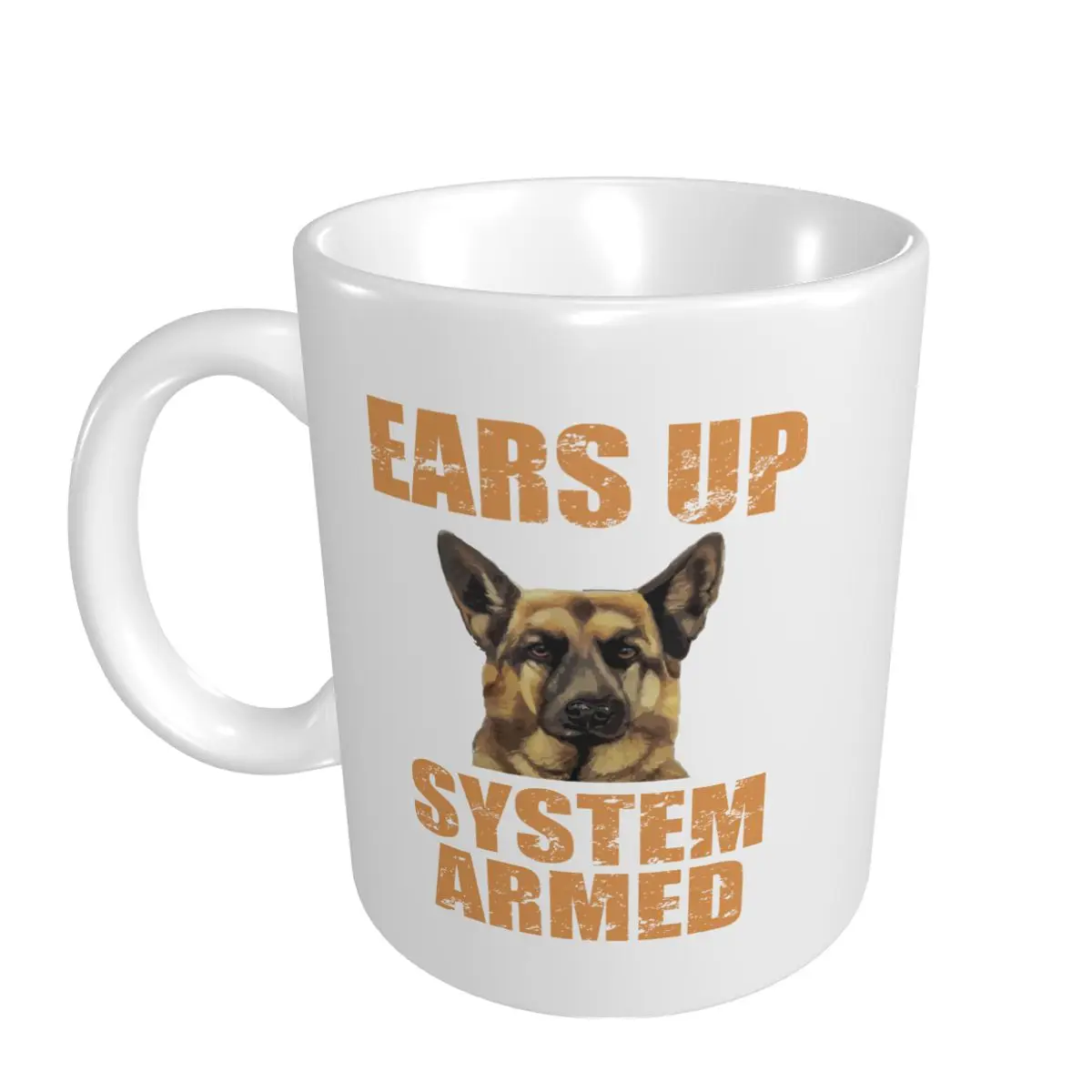Mark Cup Mug German Shepherd Ears Up System Armed Funny Gifts Coffee Mugs Tea Milk Water Cup Travel Mugs For Office Home