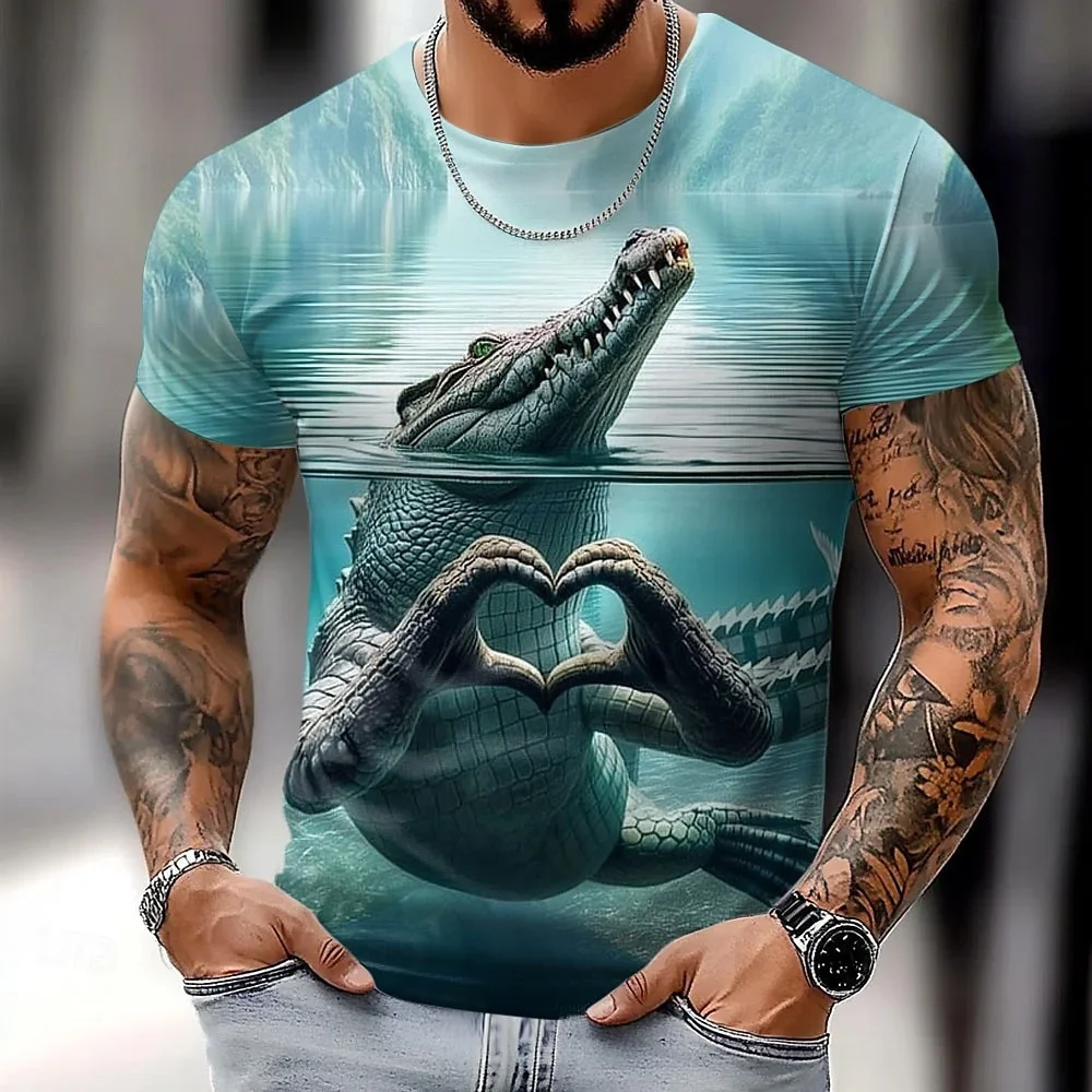 

Cute Animal 3D Print Men's Woman Casual Short Sleeve T Shirt Oversized Harajuku Top Tee Man Clothing New for Crocodile T-Shirts