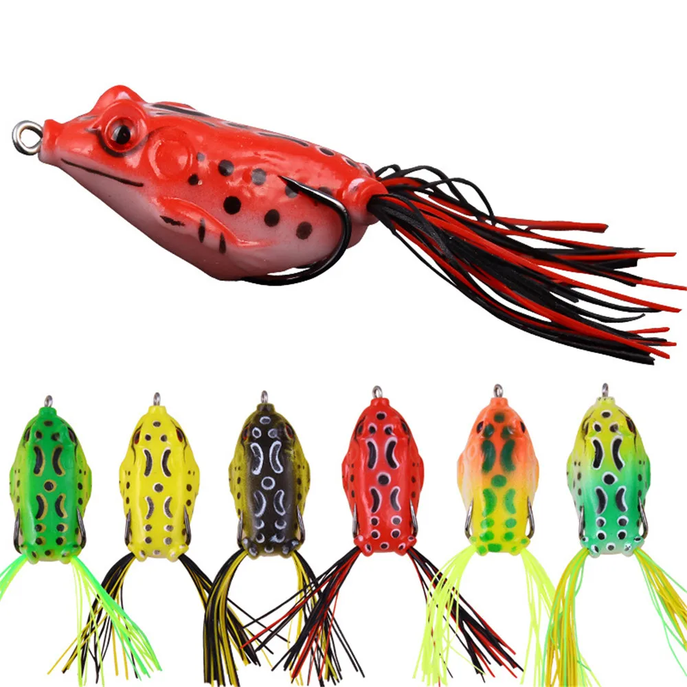 

1 Pcs 6g 10g Frog Lure Soft Tube Bait Plastic Fishing Lure with Fishing Hooks Topwater Ray Frog Artificial 3D Eyes