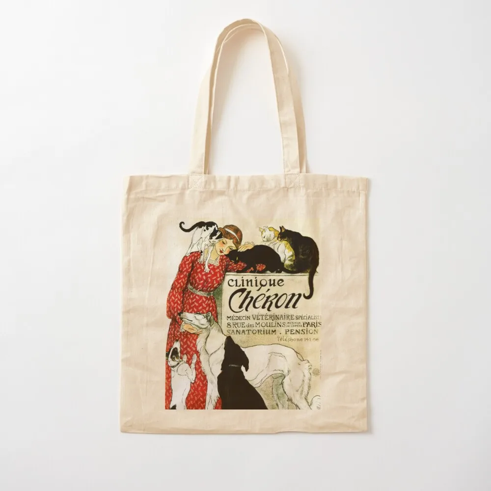 

CLINIQUE CHERON Animal Clinic by Theophile Steinlen c1905 Vintage Advertising Art Tote Bag Lady bag university shopper bag