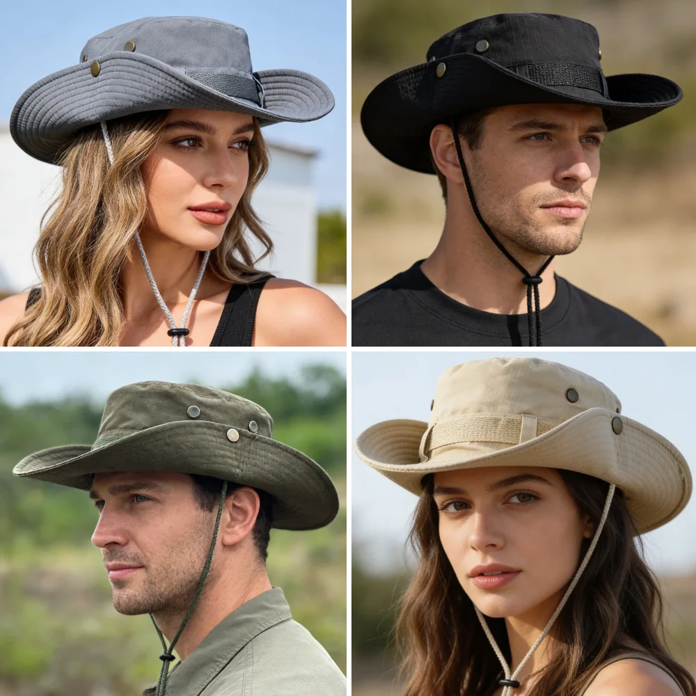 Bestseller Unisex Breitkrempiger Fischerhut Atmungsaktiver Sommer-Sonnenschutz Bucket Hat für Camping Outdoor-Aktivitäten Freizeit Angeln Kappe