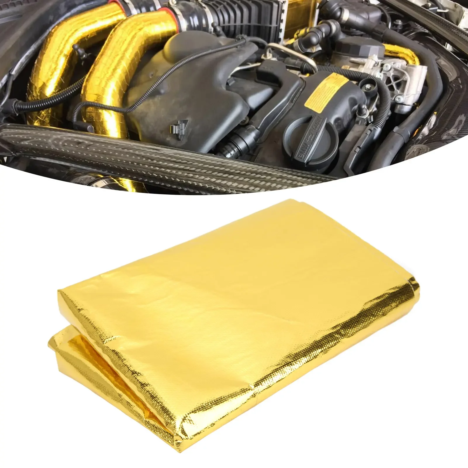 39x47in Self Adhesive Reflective Gold High Temperature Heat Shield Wrap Tape Thermal Insulation forWrapping Wires Fuel LinesGold