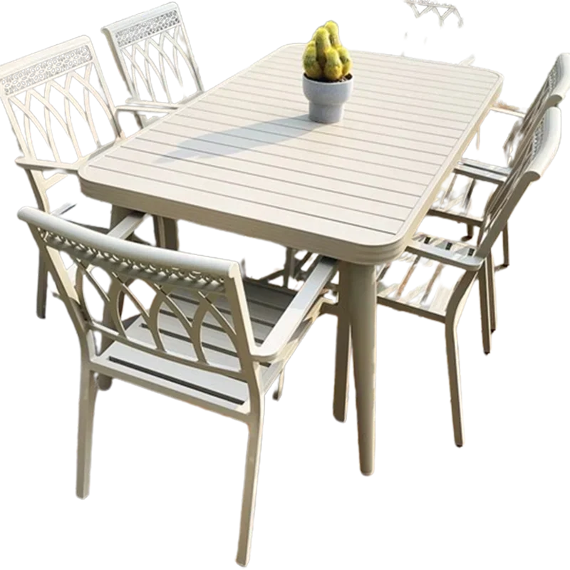 ガーデン中庭屋外テーブルフラットルーフミニマリストホワイトモダン屋外テーブルアームチェア裏庭アレドジャルディーノ家具