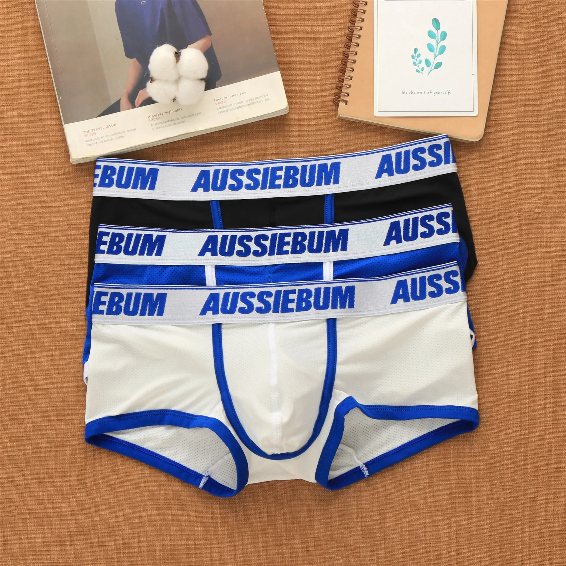 Aussiebum-ropa interior de malla para hombre, bóxer de cintura baja con bolsillo de malla transpirable, con letras, a la moda, para jóvenes