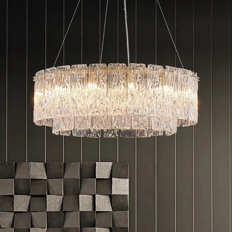 

Современные роскошные золотые светодиодные люстры, креативные стеклянные подвесные светильники с рябью воды, вилла, отель, ресторан, декор, подвесные светильники