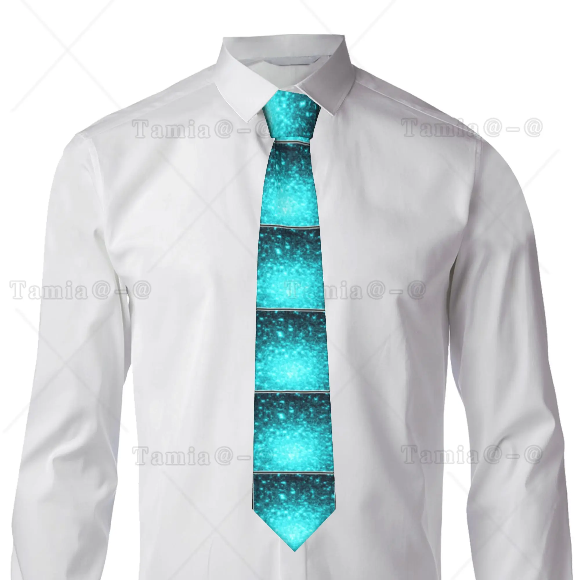 Fashion Teal Galaxy Sparkle Stars Ombre Tie for Wedding Custom Men  Neckties