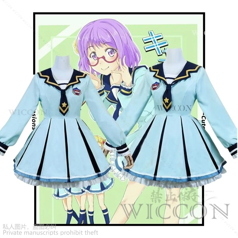 

Anime Aikatsu!Nijino Yume Sakuraba Rola Cosplay Costume Blue JK School Uniform Dress Lolita Woman Lovely Kawaii Cos Sailor Suit