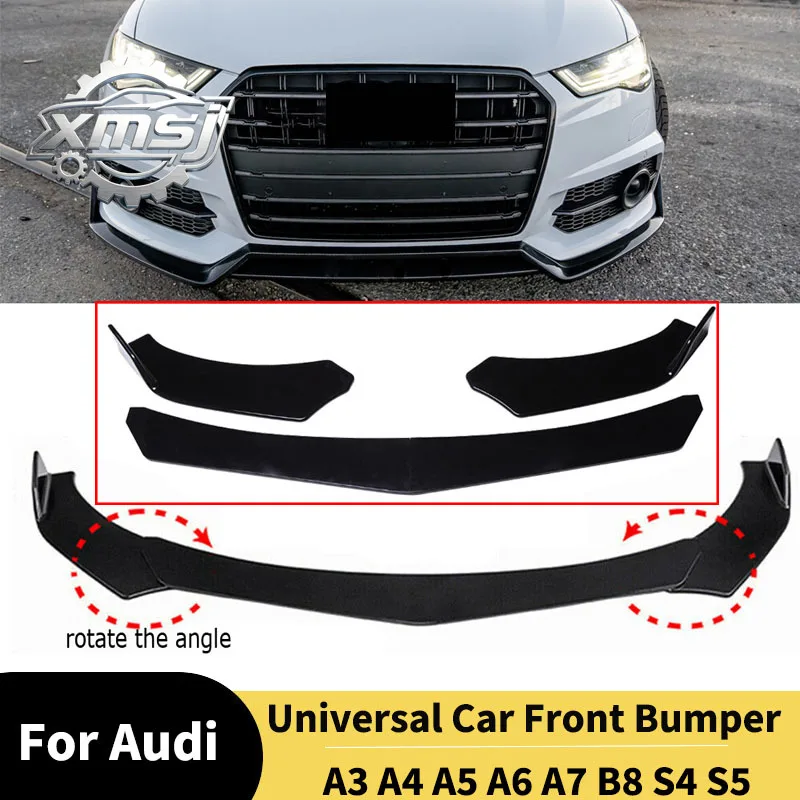 Para Audi A3 A4 A5 A6 A7 B8 S4 S5 divisor de parachoques delantero labio alerón Universal difusor de hoja delantera accesorios k