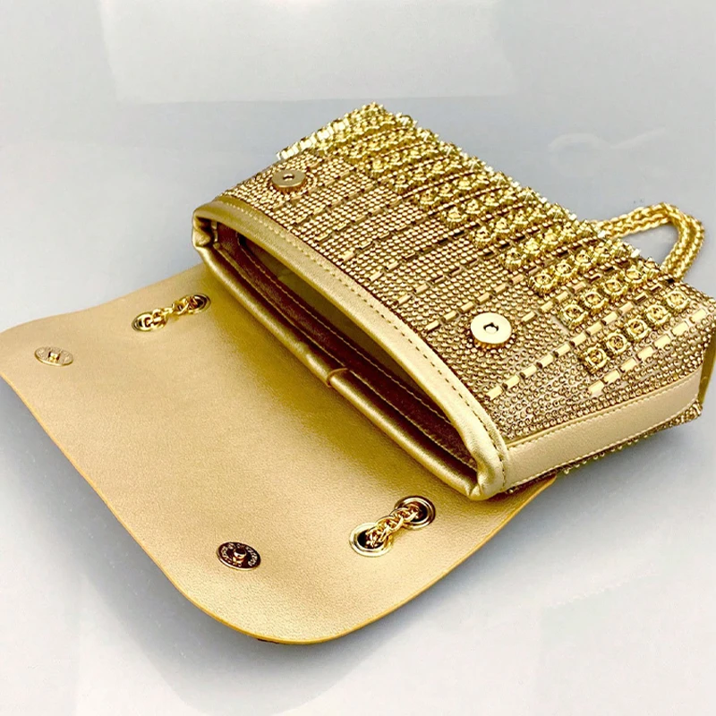 Glamorous Wallets for Women Luxury Designer Bags Diamond Shoulder Bag Women Party Bag Portable Messenger Bag Gold Bag