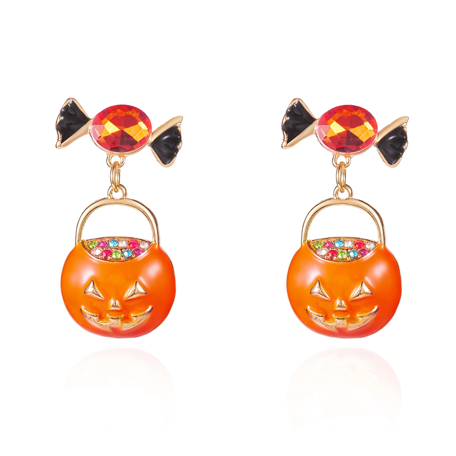 Trendige Halloween Lustige Kürbis-Ohrhänger für Frauen Asymmetrische Totenkopf-Skelett-Ohrhänger Party-Schmuck Geschenke 2025 – Detail 13