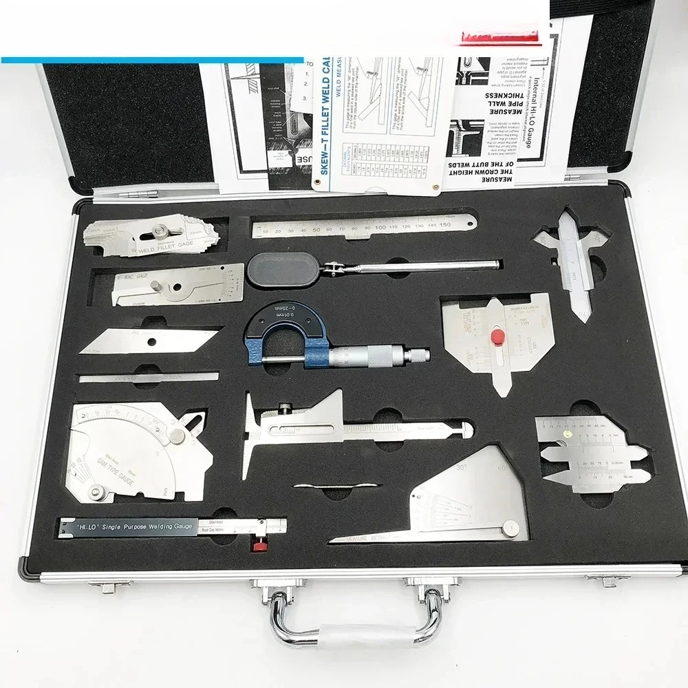 Комбинированный костюм из 13 предметов для простых в использовании и тестов с конференц-застеров, осмотр локтевого сварщика, сварочный калибр, комплект манометра, линейка для пайки Комбинированный костюм из 13 предметов для простых в использовании и тестов с конференц-застеров, осмотр локтевого сварщика, сварочный калибр, комплект манометра, линейка для пайки