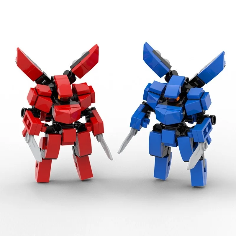 Creative Mini Mecha Sets Red and Blue Building Blocks MOC Toys for Birthday Gift