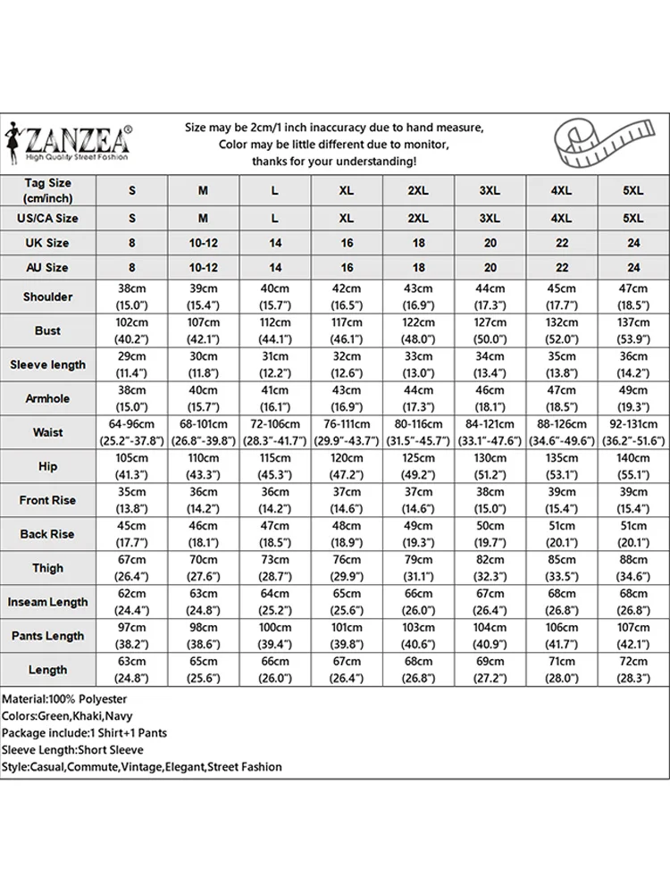 Zanzea ชุดสูทกางเกงทรงตรงเอวยางยืดสำหรับผู้หญิง, เซ็ตกางเกง2ชิ้นเสื้อเชิ้ตแขนสั้นใส่ทำงานหรูหราสำหรับฤดูร้อนชุดวอร์มแนววินเทจ