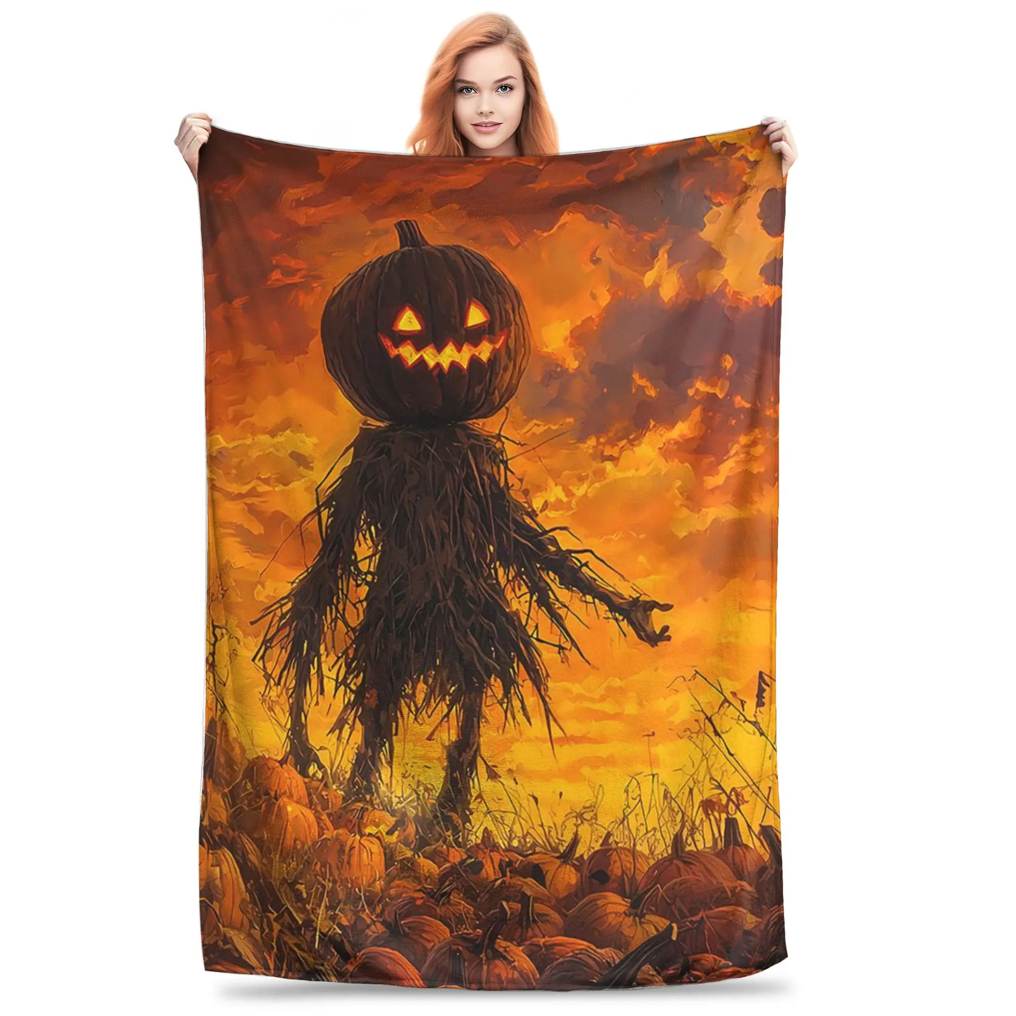 

Одеяла с тыквой на Хэллоуин, портативное флисовое одеяло для дивана для дома, спальни, офиса, покрывало, одеяло