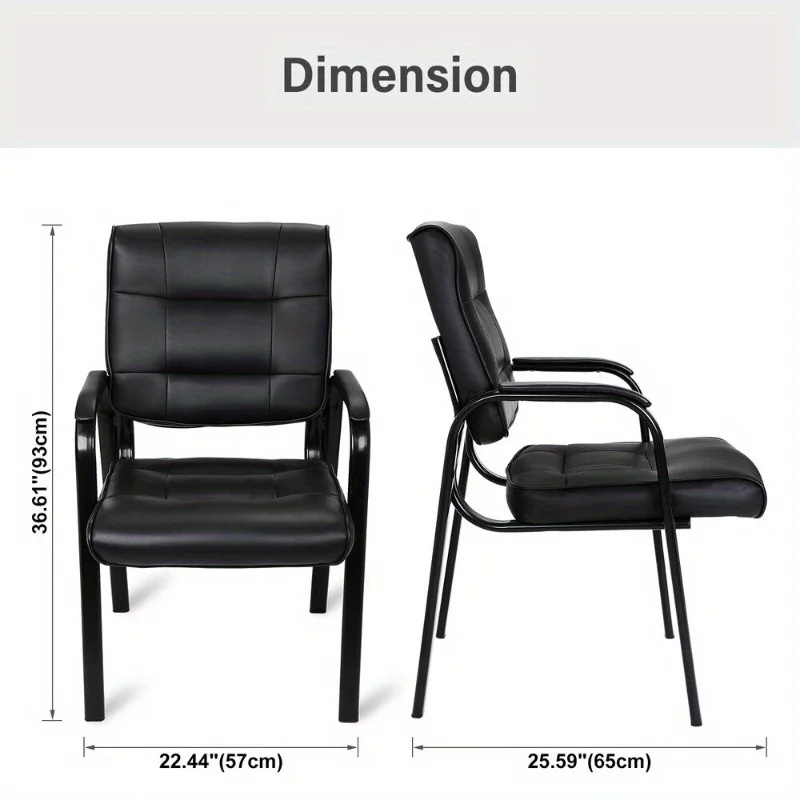 2PCS Leather Guest Chairs Black Waiting Room Office Desk Side Chairs Reception