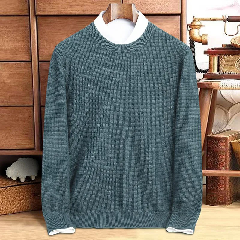 Men O-Neck Cashmere Thicken Sweater Handsome Fashion Korean Casual Warm Short Sweater Autumn Winter Male Knit Pullover Sweater