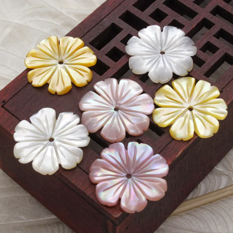 

5pcs / bag natural mother-of-pearl seven petal flower shell beads jewelry making DIY brooch earrings hairpin jewelry accessories