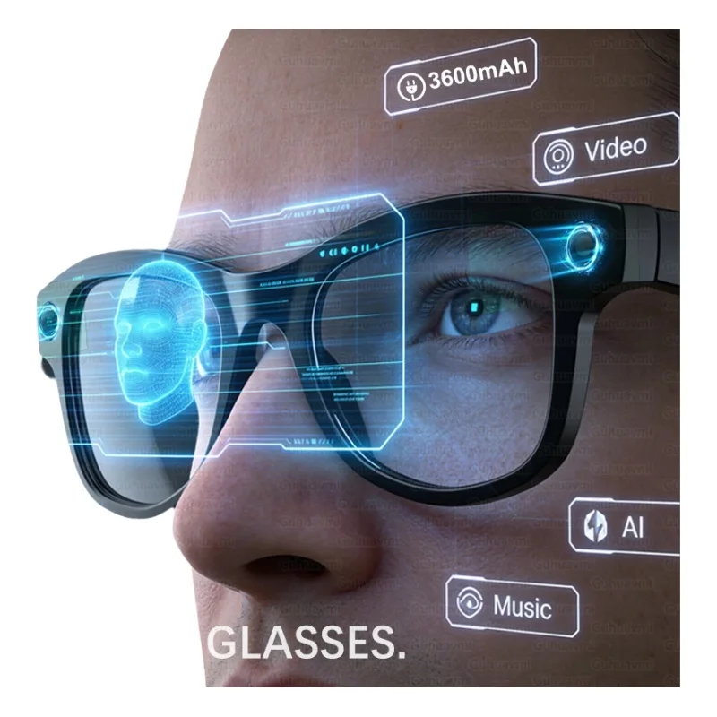 2026 KI-Smart-Brille M02 Ultra mit 1080P HD-Kamera, ChatGPT, 3600mAh Ladecase, Powerbank, 32GB, Übersetzungsfunktion, Musik- und Videofunktion, Sonnenbrille